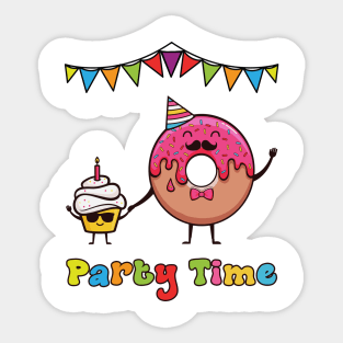 Donut Party Time Sticker